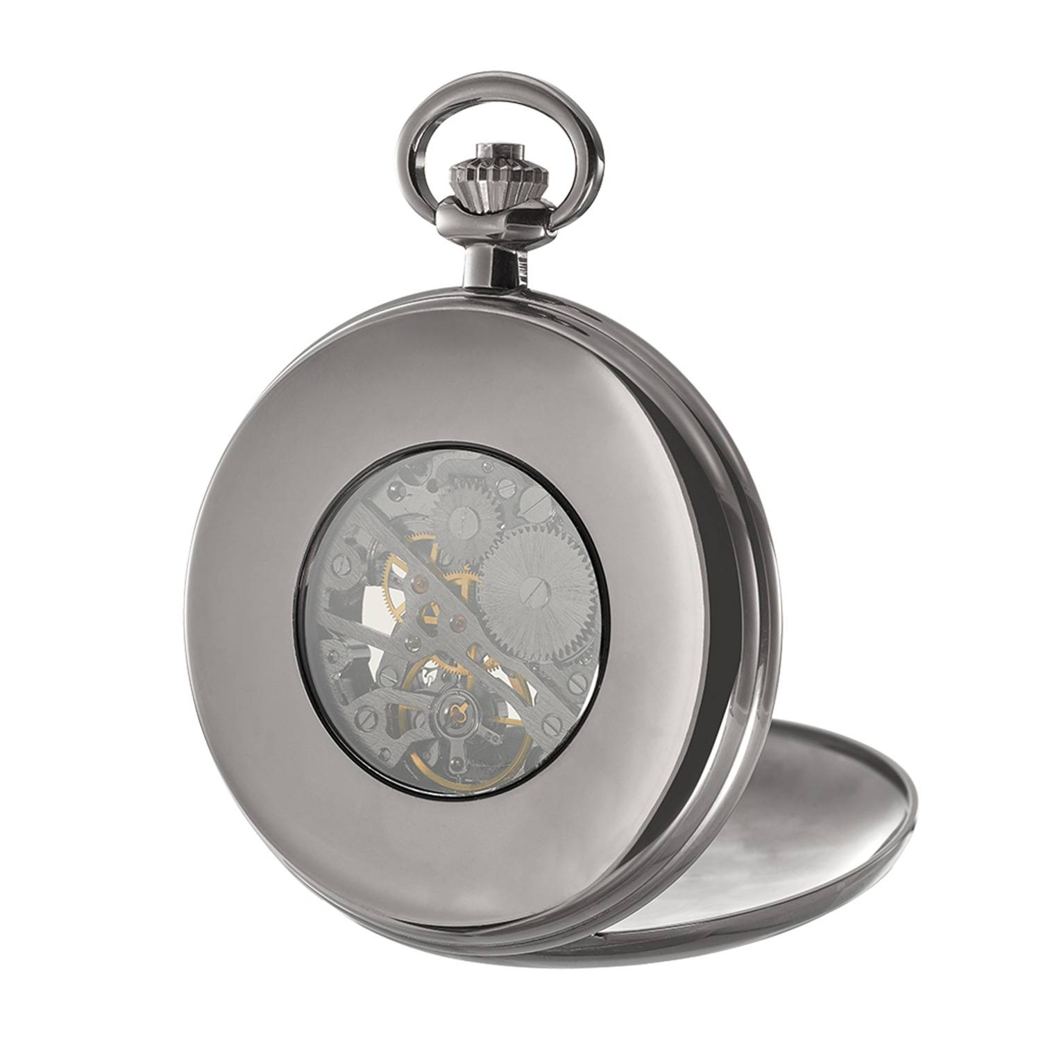 Dugena Herrentaschenuhr 4460979-1, Savonette, Handaufzug, skelettiert, Anthrazit