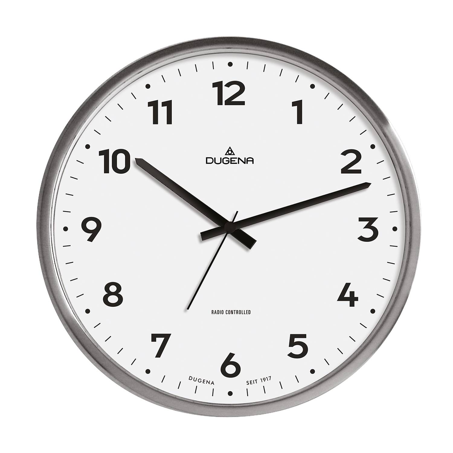 Dugena Wanduhr 4277414, Funk, Metallgehäuse, 33 cm, automatische Zeitumstellung