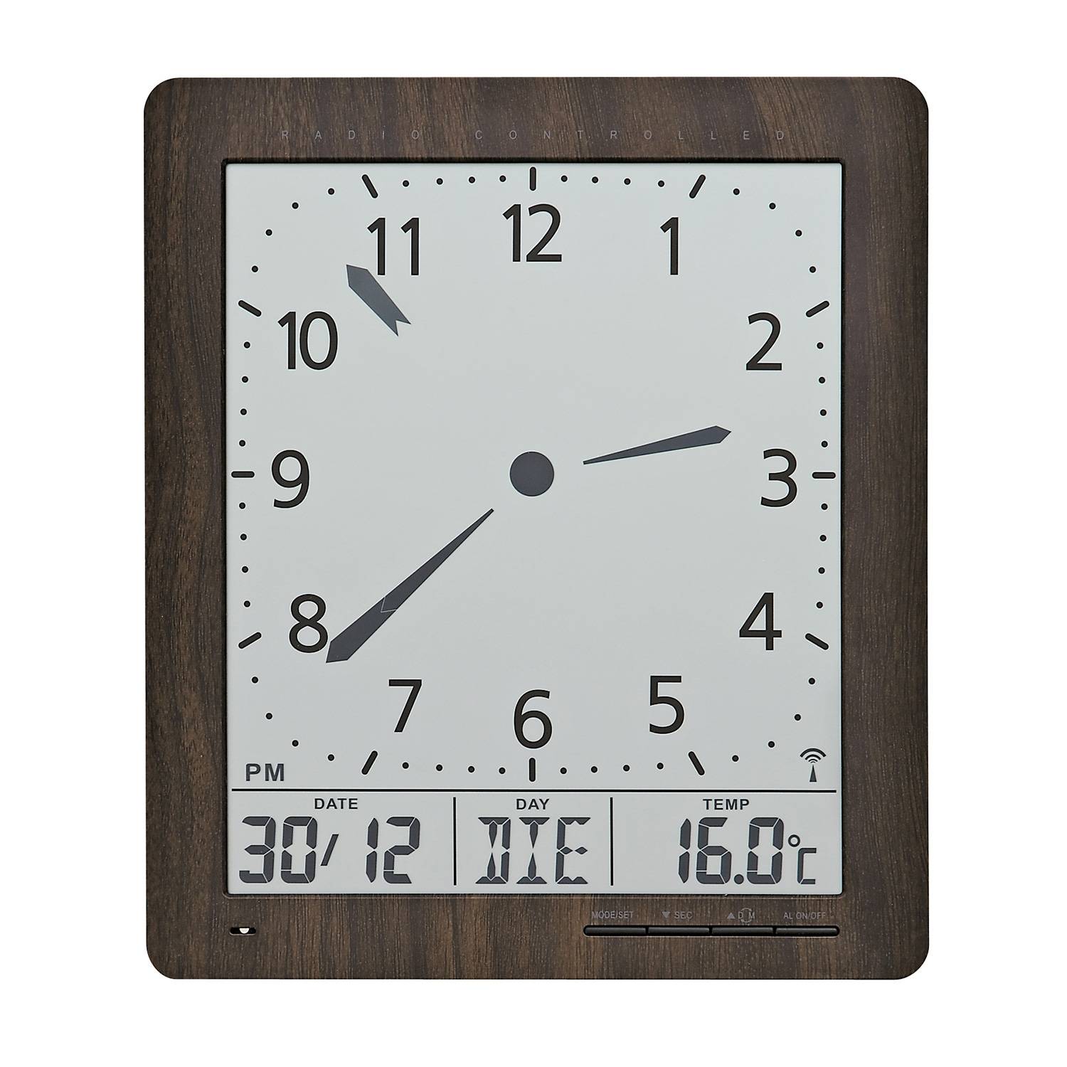 AMS 5893 Funk-Wanduhr, analog / digital, Kunststoff, Schwarz