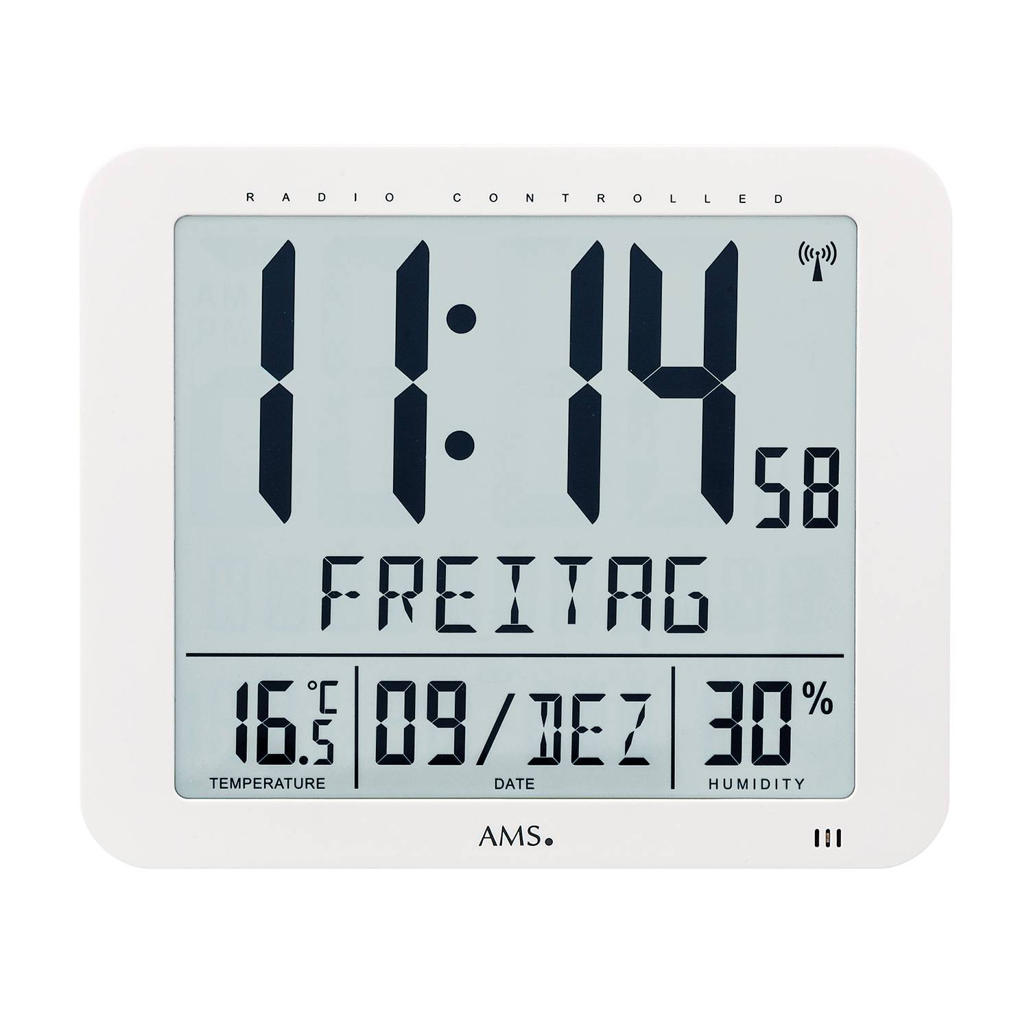 AMS 5886 Funk-Wanduhr, digital, Kunststoff, Weiß