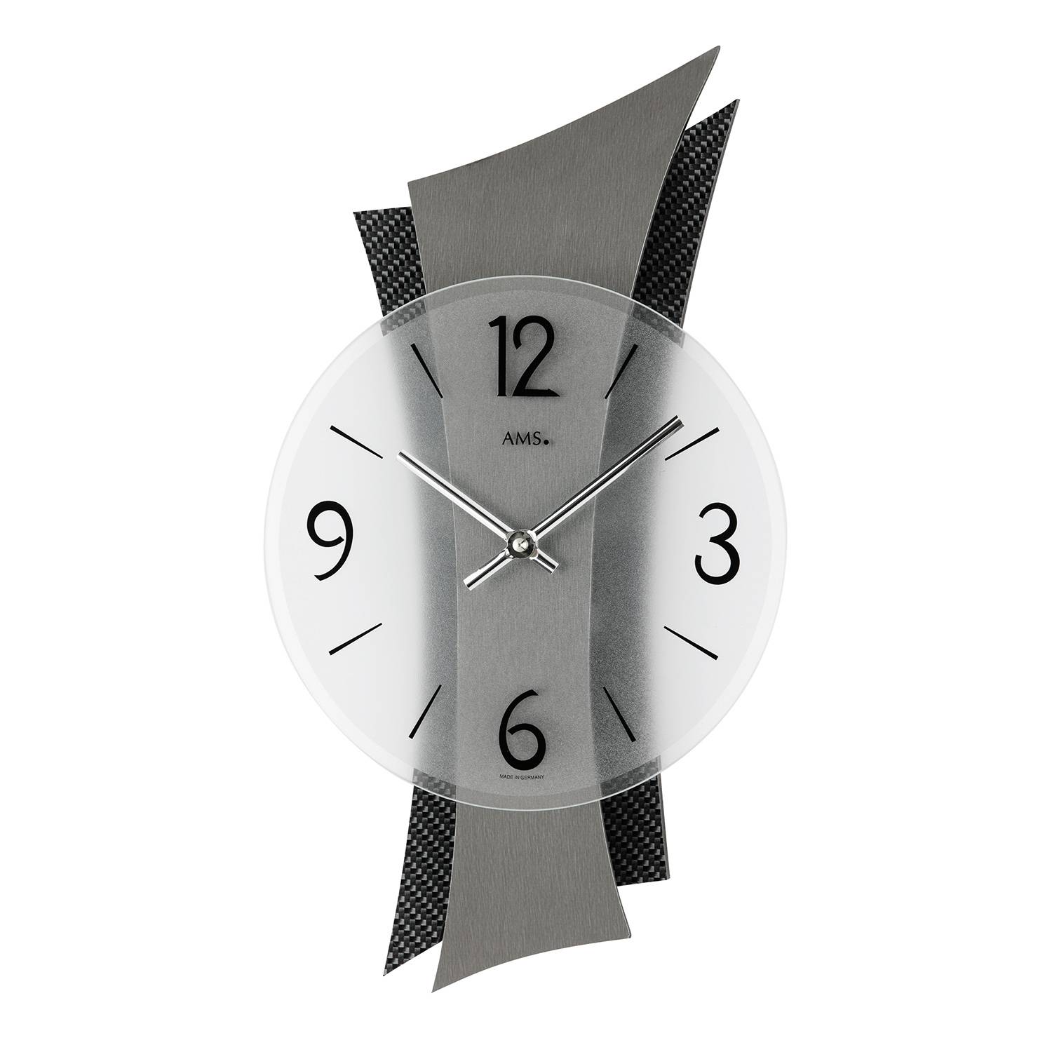 AMS 9400 Quarz-Wanduhr Remini, Carbon, Mineralglas