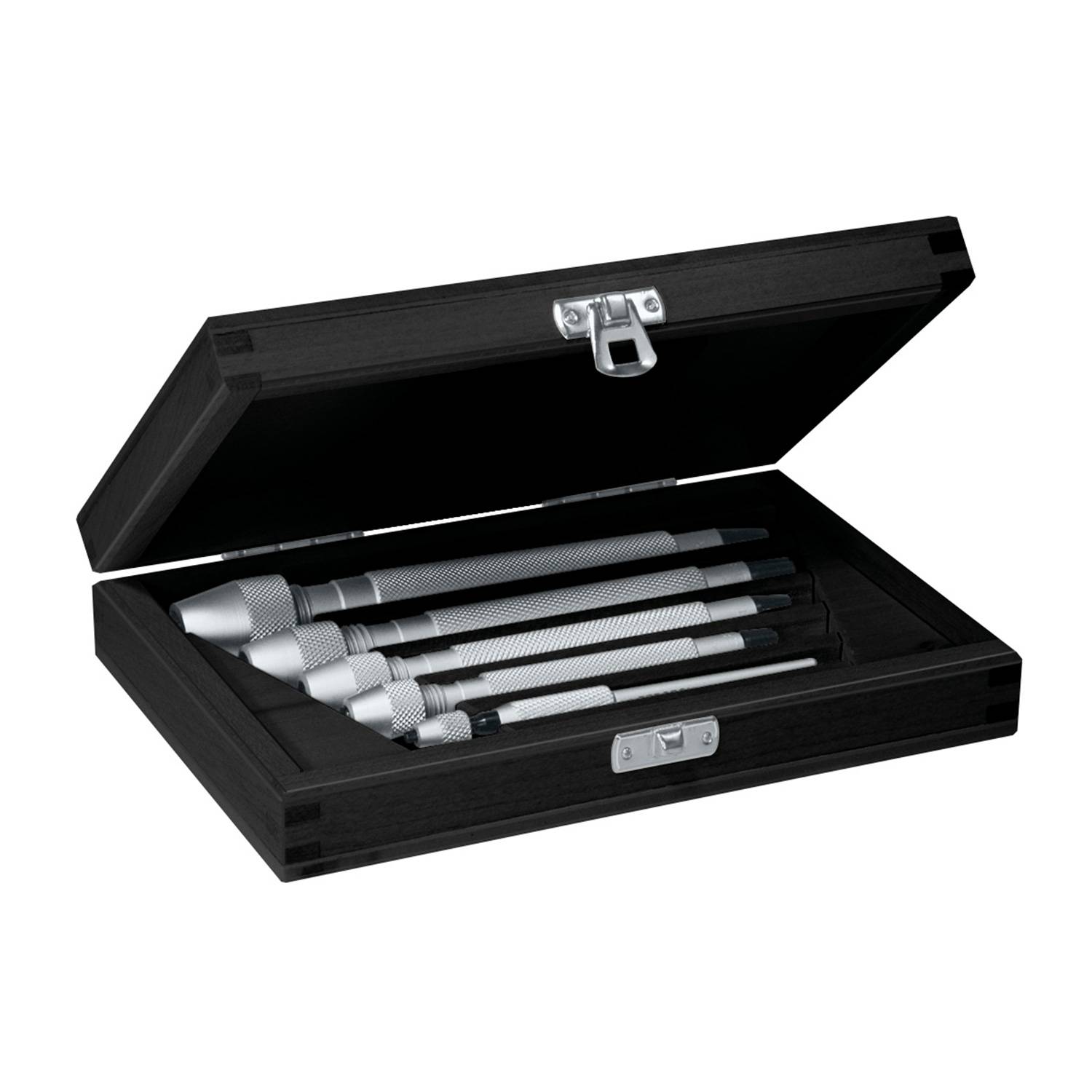 Bergeon 30026-A Stiftenklöbchen-Sortiment – 4 Stiftenklöbchen mit verchromtem Heft