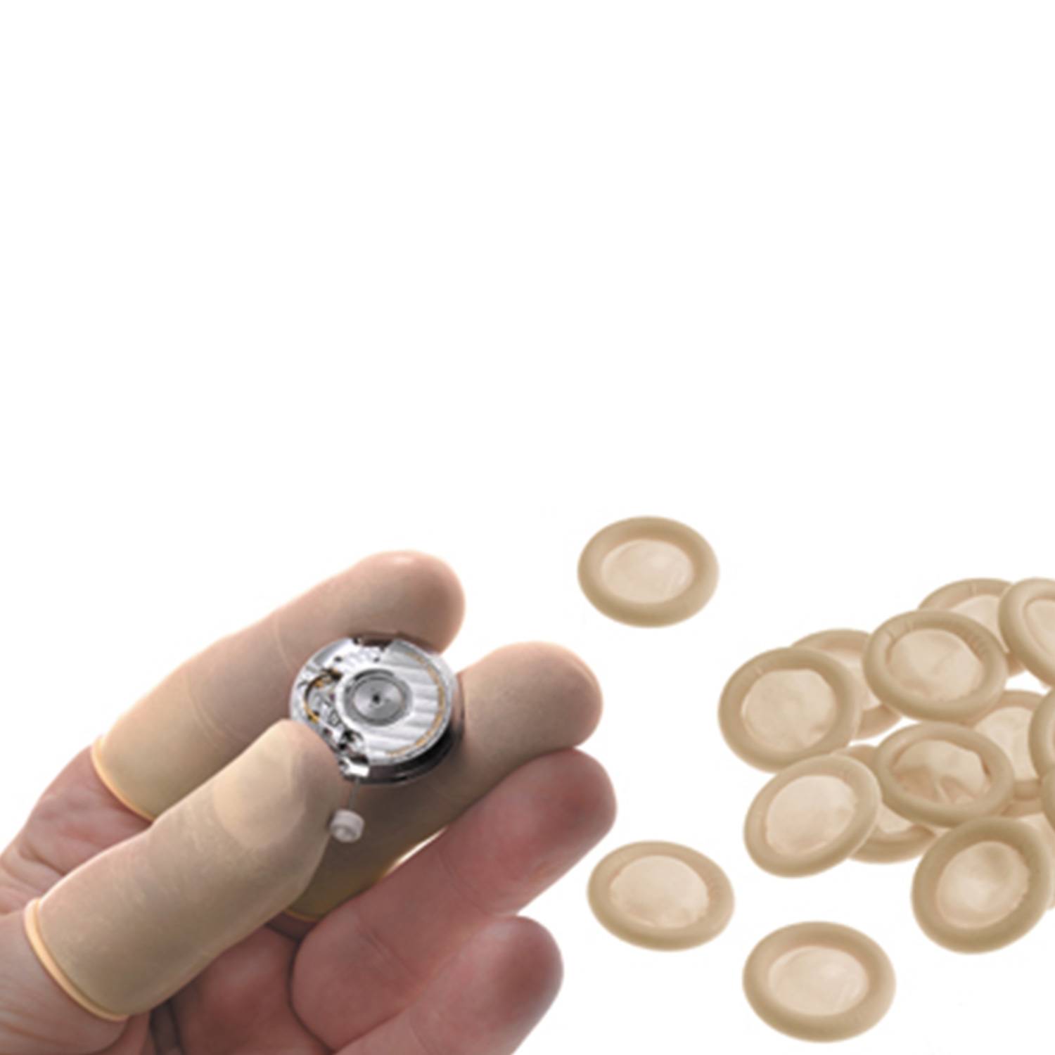 Bergeon 5840-XL Fingerlinge, Beige, 1440-teilig, leicht gepudert.