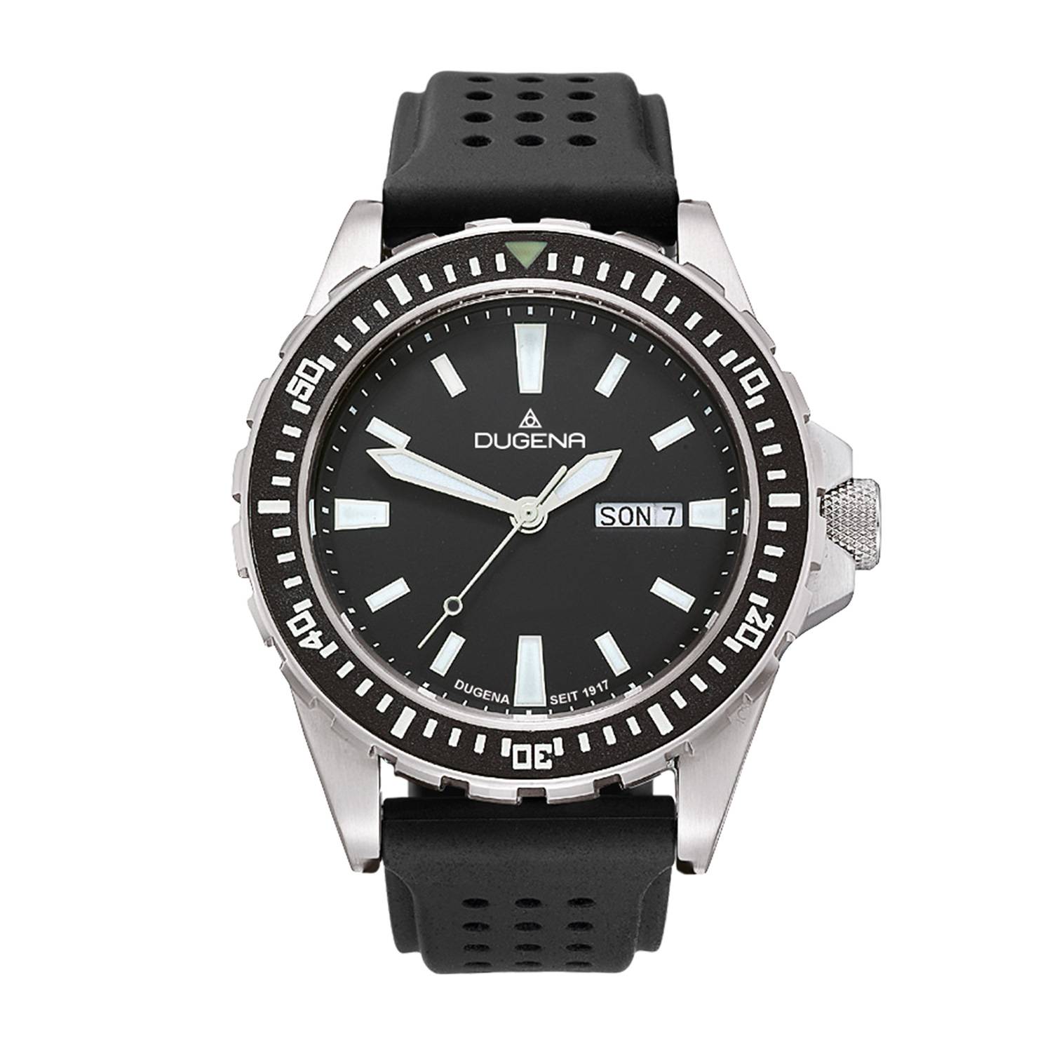 Dugena Herren-Armbanduhr Divers Friend, Quarz, Edelstahlgehäuse Silikonarmband 20 bar