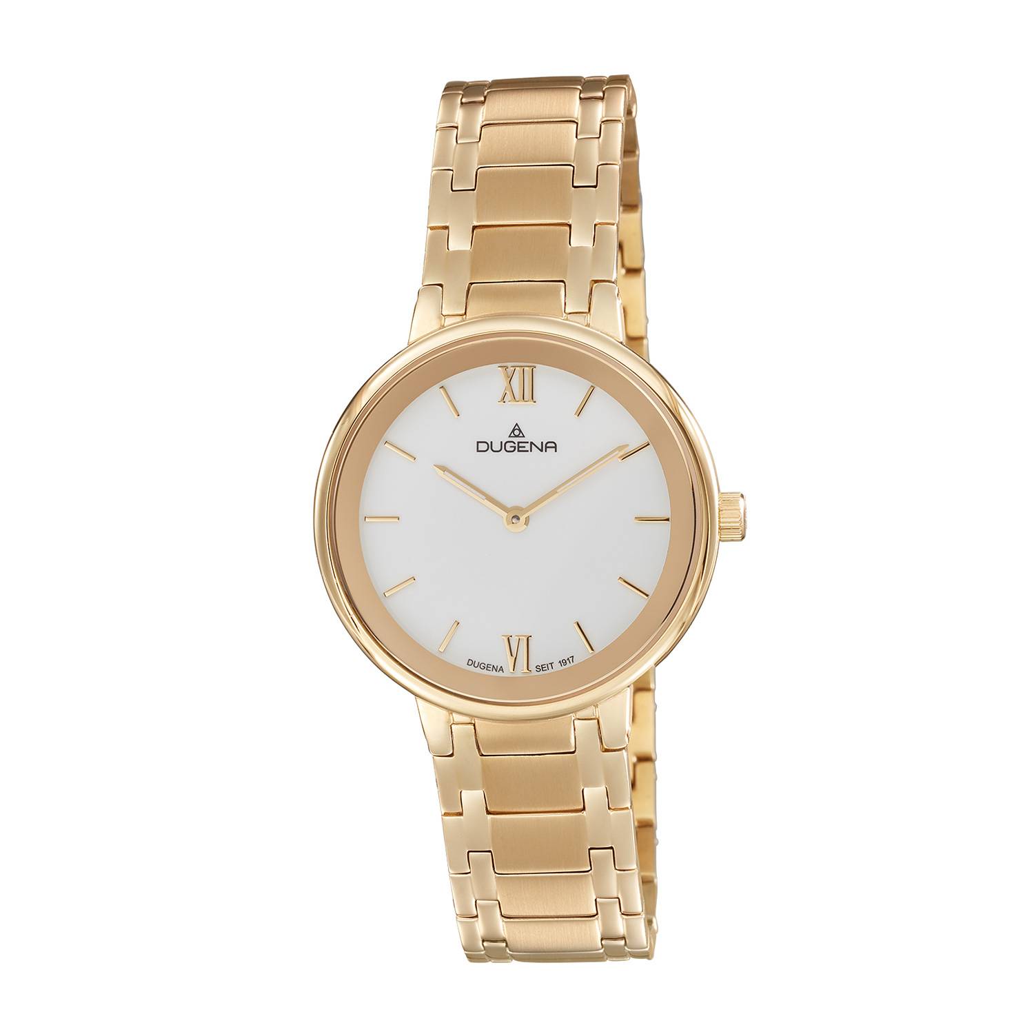 Dugena Damen-Armbanduhr Cosima, Quarz, Edelstahlgehäuse, Saphirglas, Edelstahlarmband, Drückerfaltschließe