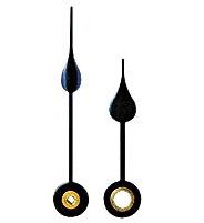 SELVA Zeigerpaar für Pendulen Birne blau poliert Minutenzeiger-L:40mm Std.-Z.-Ø:4,5 Min.-Z.-Ø:2x2