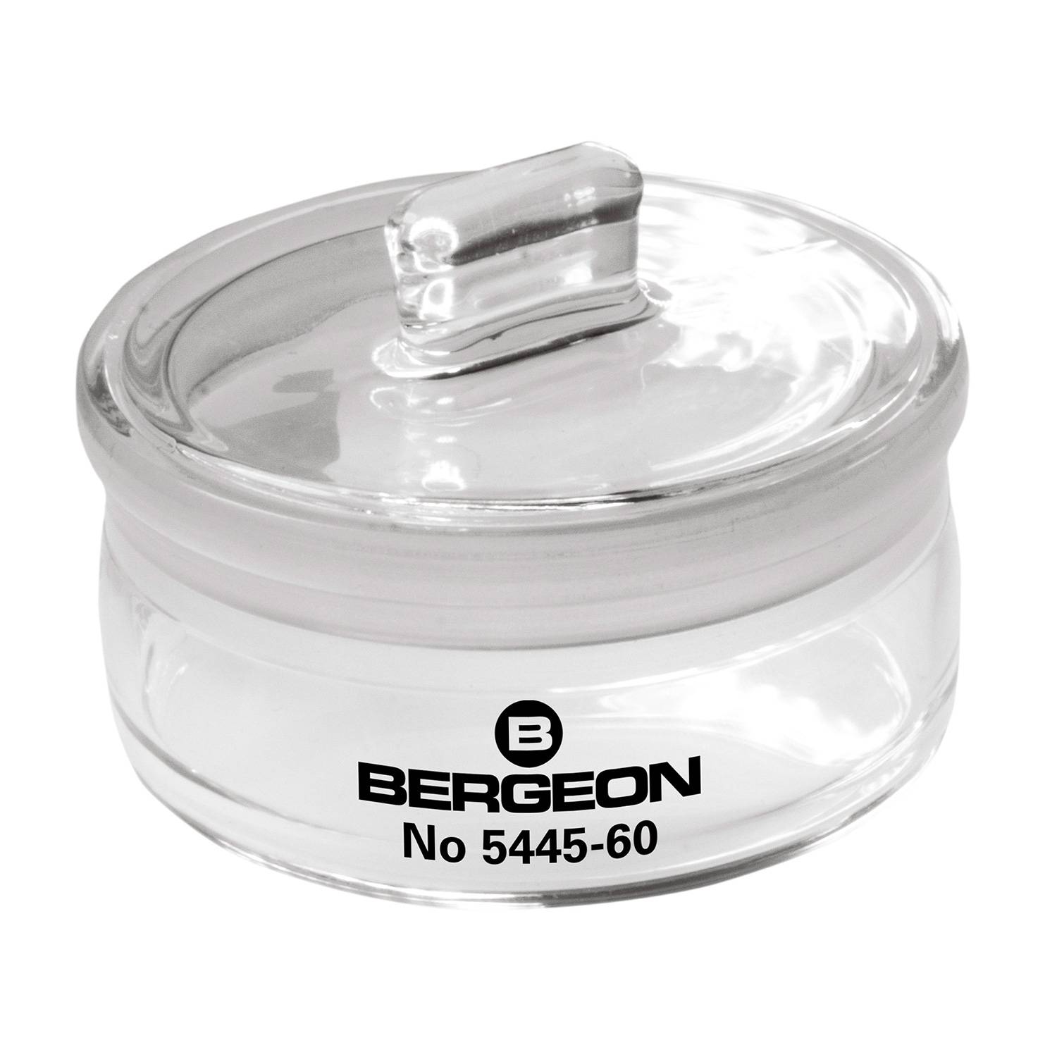 Bergeon 5445-60 Benzindose, mit Glasknauf, Durchm. 60 mm, für Reinigungsmittel