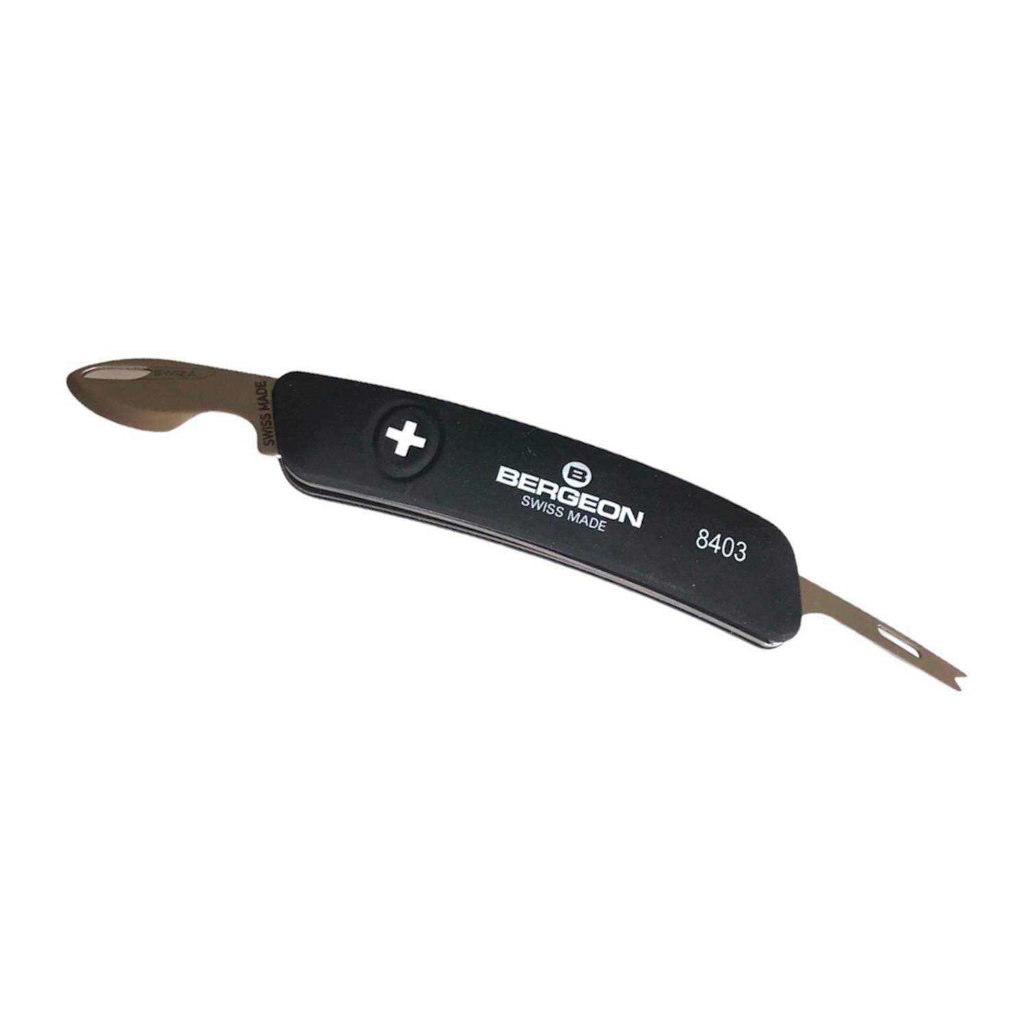 Bergeon 8403 Uhrmachermesser, 2-in-1, mit Federstegwerkzeug, Stahl