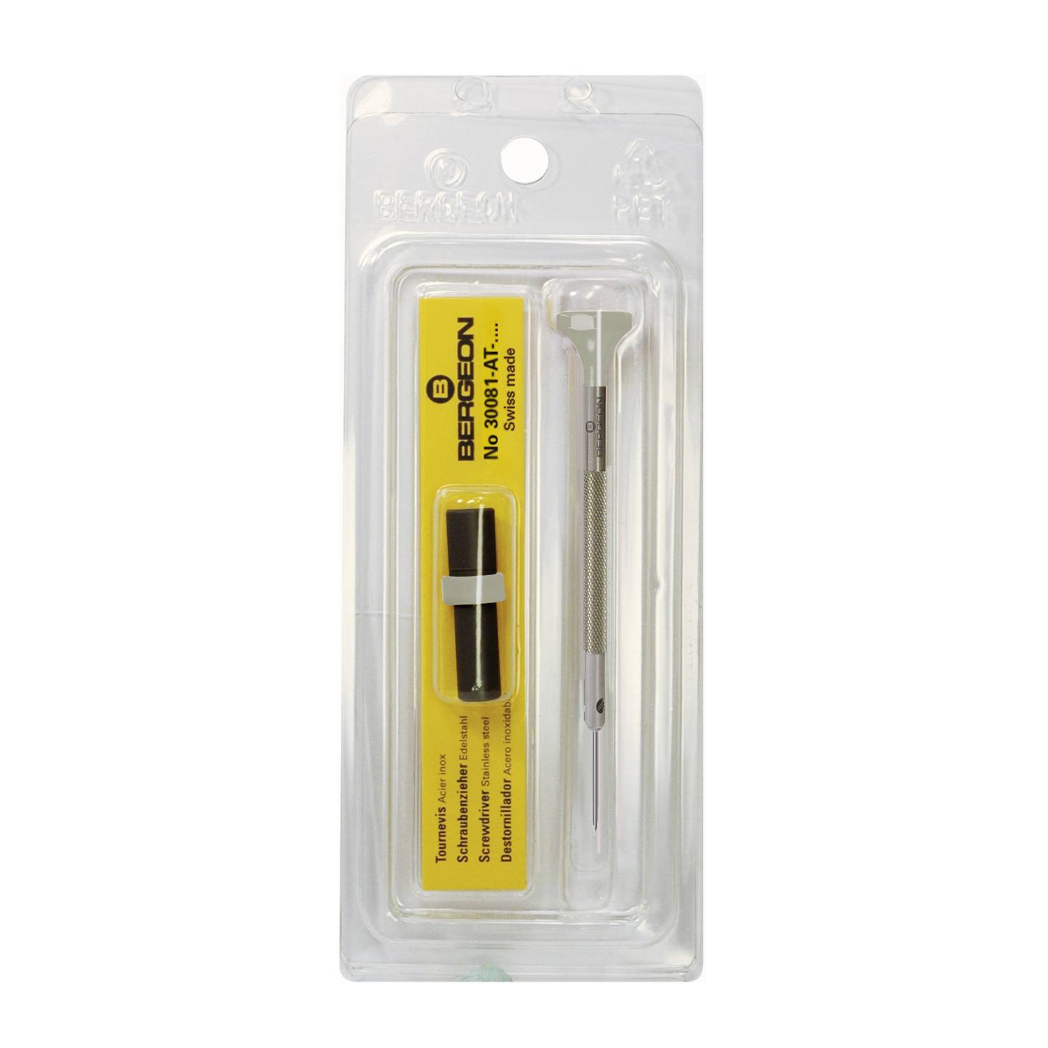 Bergeon Schraubendreher aus Inox, mit Edelstahlklinge 1,40 mm, mit Ersatzklingen