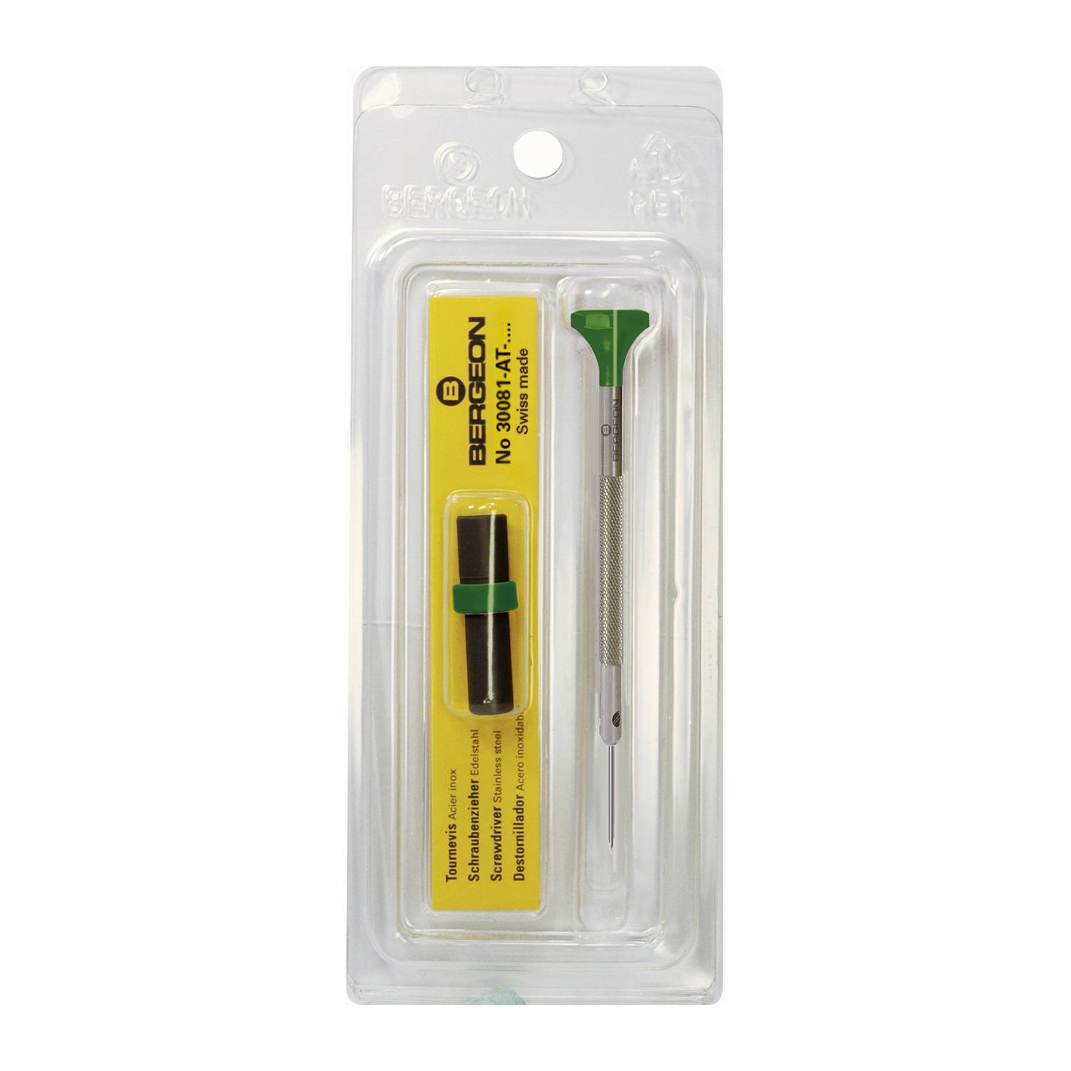 Bergeon Schraubendreher aus Inox, mit Edelstahlklinge 2,0 mm, mit Ersatzklingen