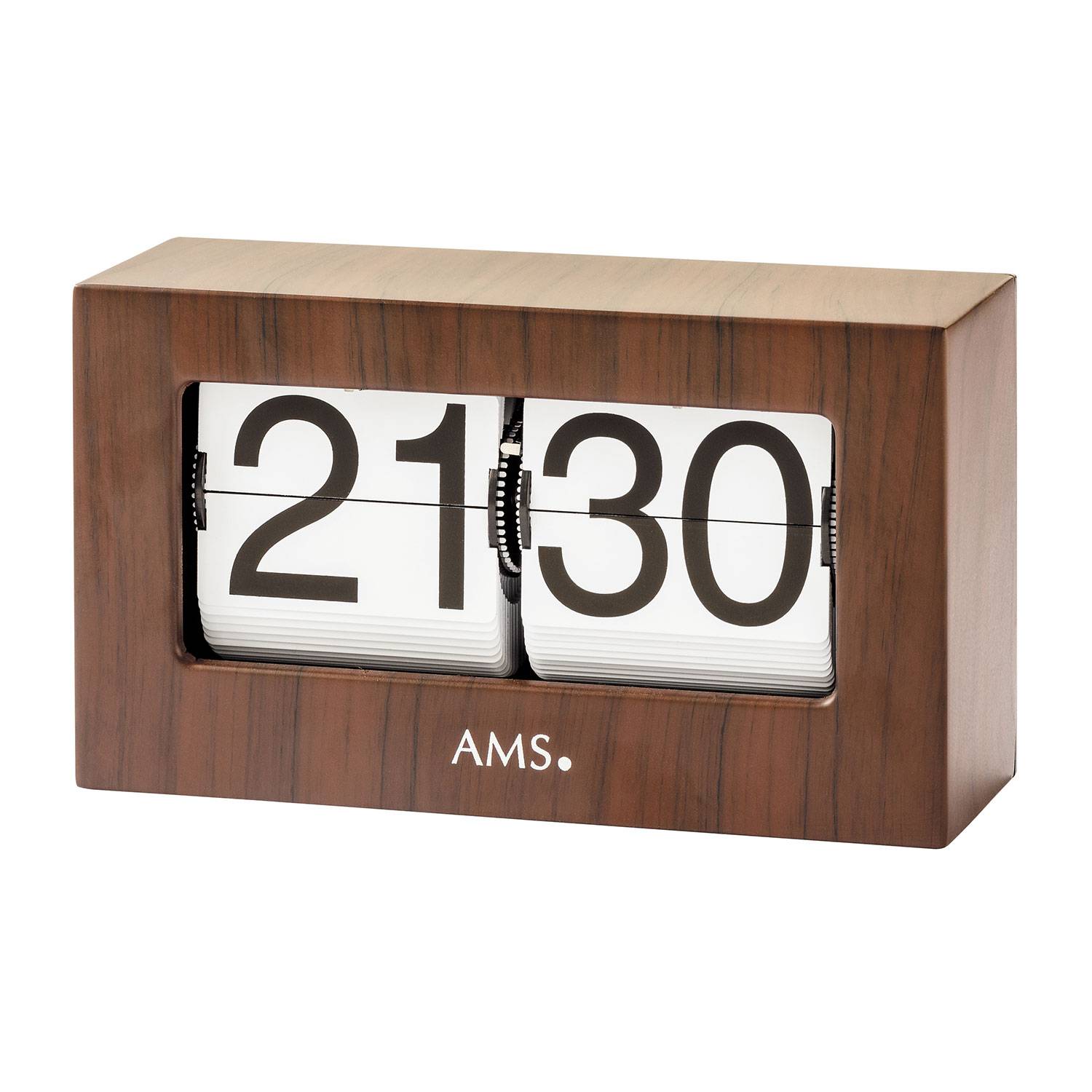 AMS. Tischuhr 1177, Quarz, Retro Klappzahlenuhr mit arabischen Ziffern