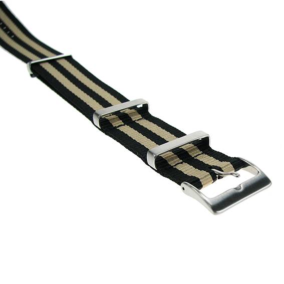 SELVA Nylonband schwarz-beige gestreift, 20mm