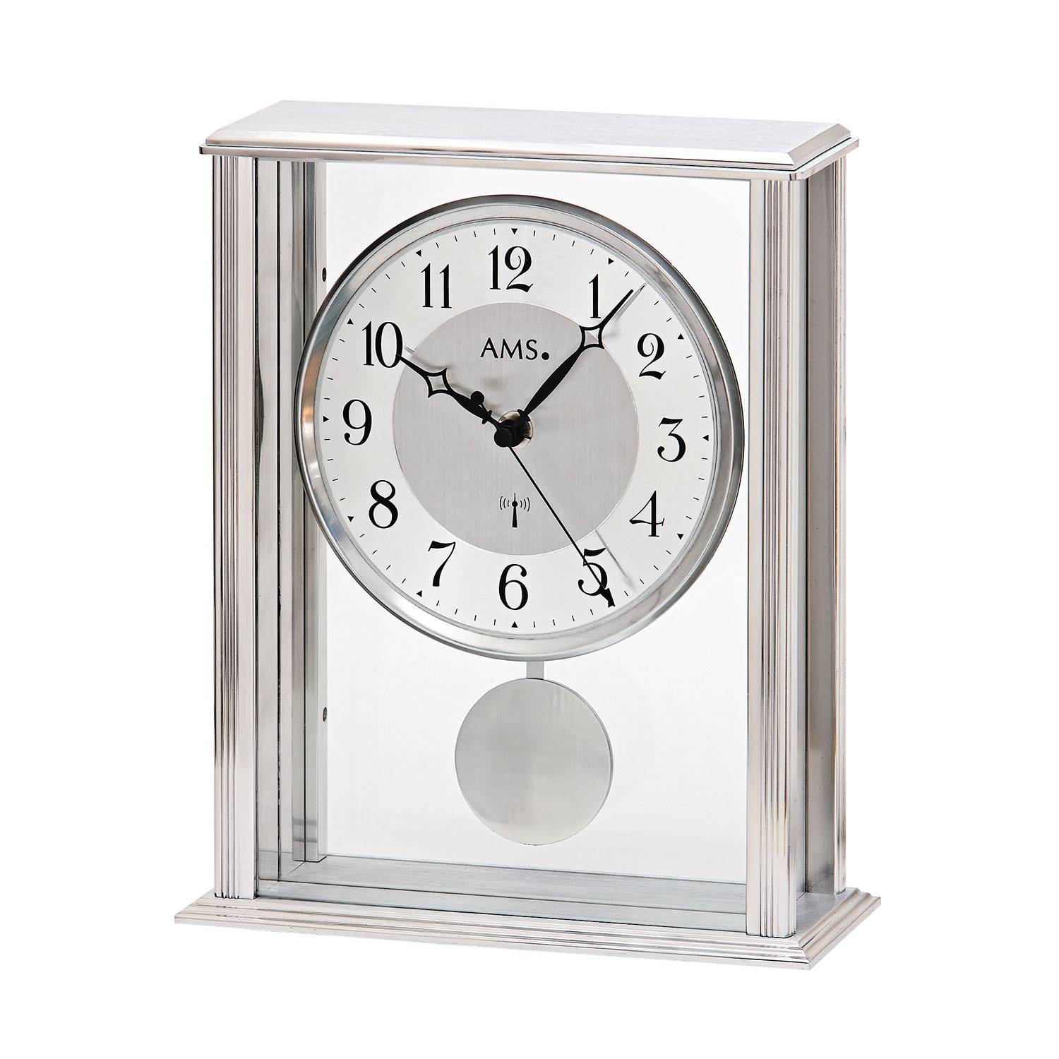 AMS 5190 Funkpendeluhr Biel, Silber, Metall, Mineralglas