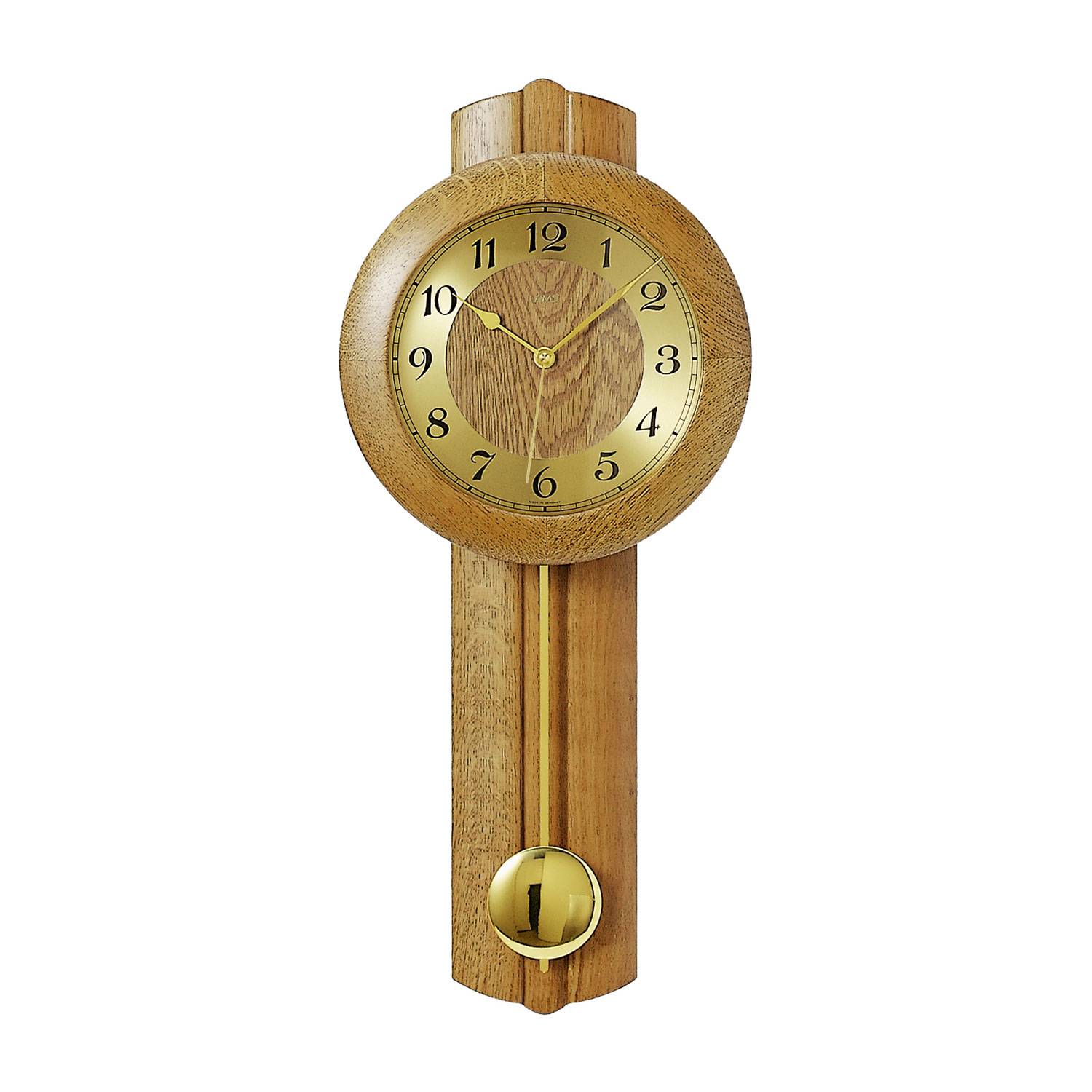 AMS 5165/4 Funk-Pendeluhr, Massivholz, Eiche, rustikal