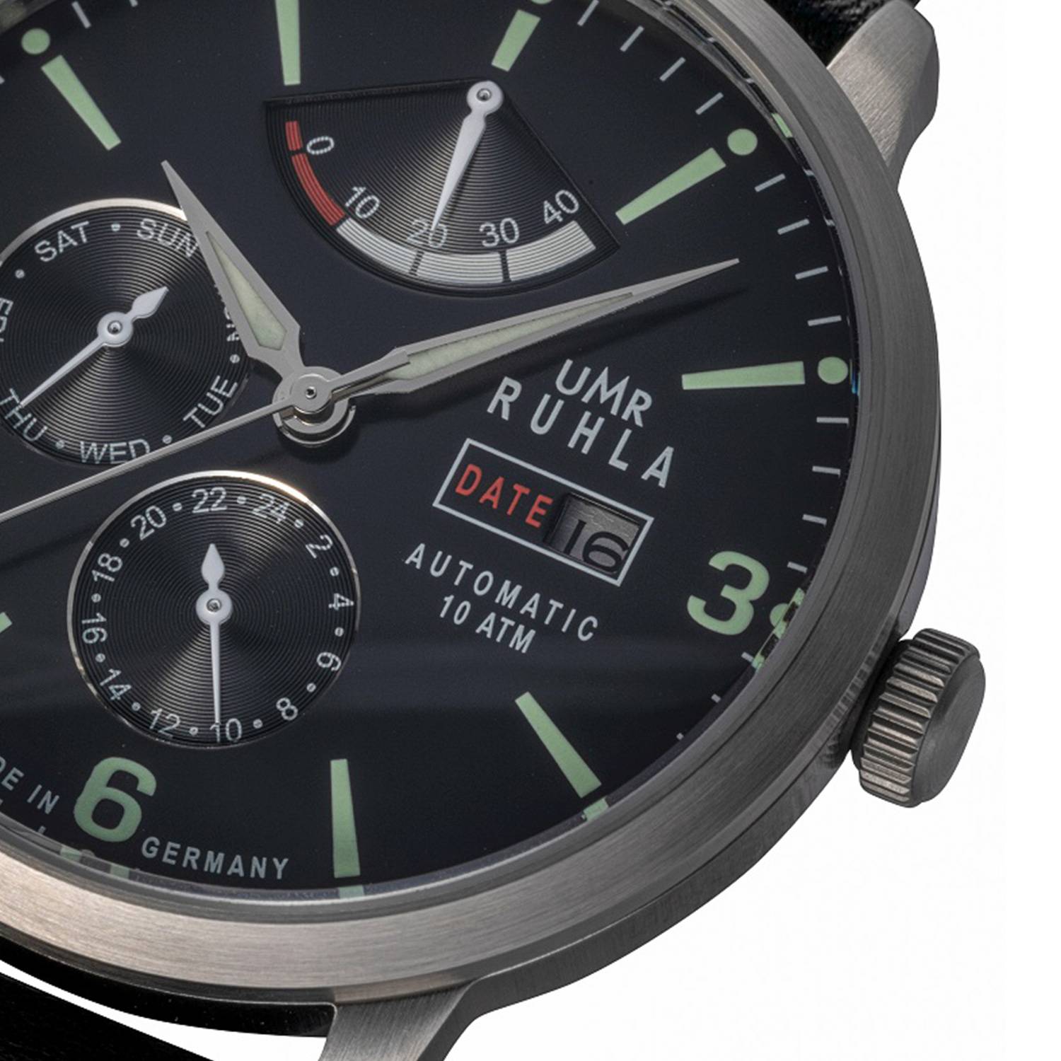 UMR RUHLA Herren-Armbanduhr Automatic 80271, Edelstahl, Mineralglas, Lederband