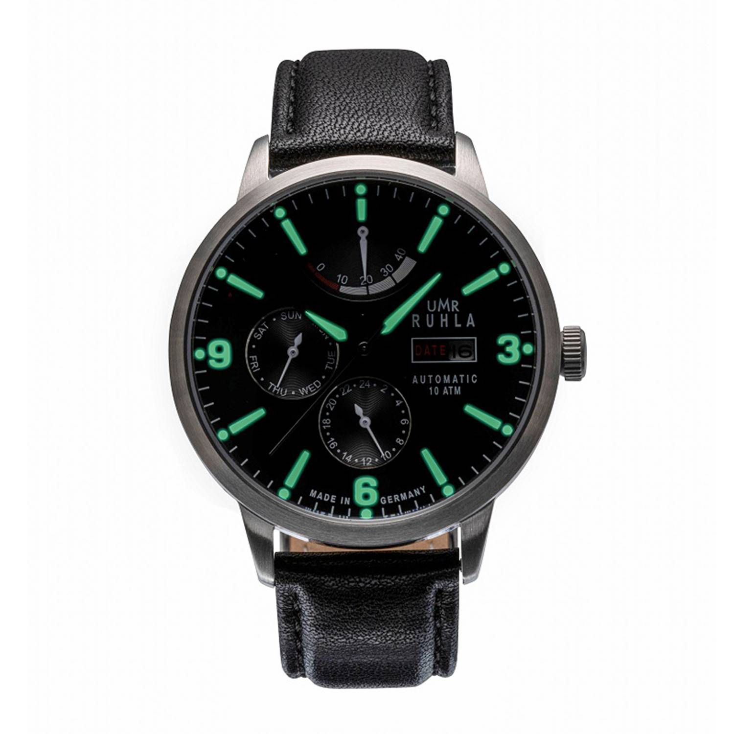 UMR RUHLA Herren-Armbanduhr Automatic 80271, Edelstahl, Mineralglas, Lederband