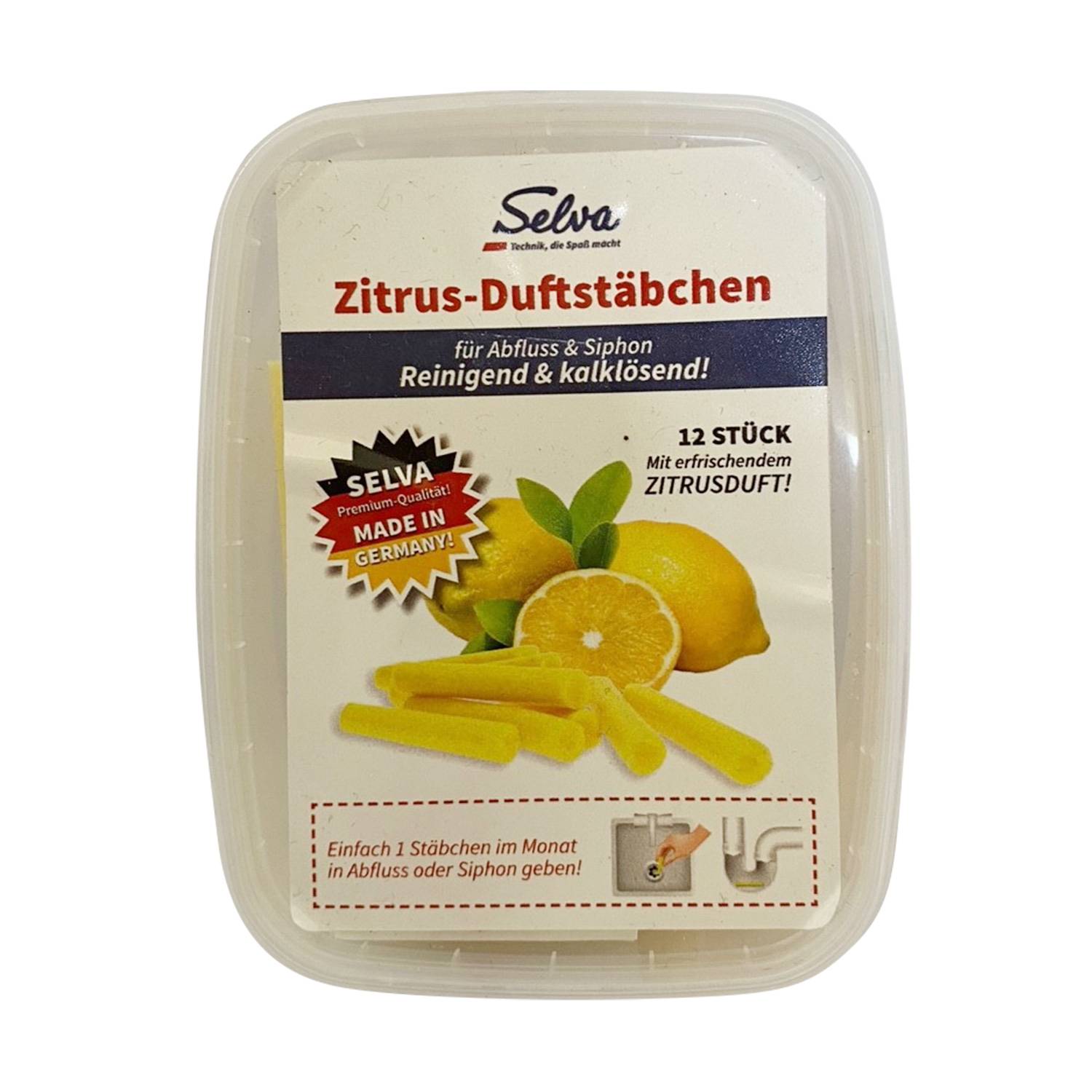 SELVA Zitrus-Duftstäbchen, für Abflüsse und Siphons, reinigend und kalklösend
