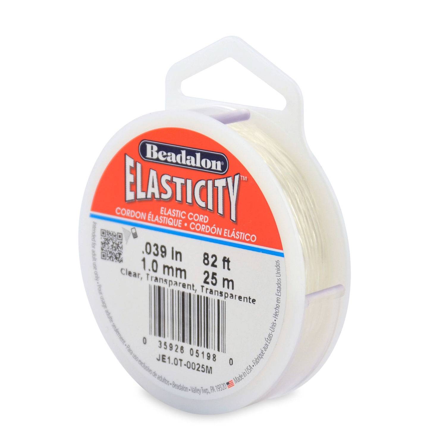 Elastischer Faden, Nylon, transparent, Durchmesser 1,00 mm, 25 m