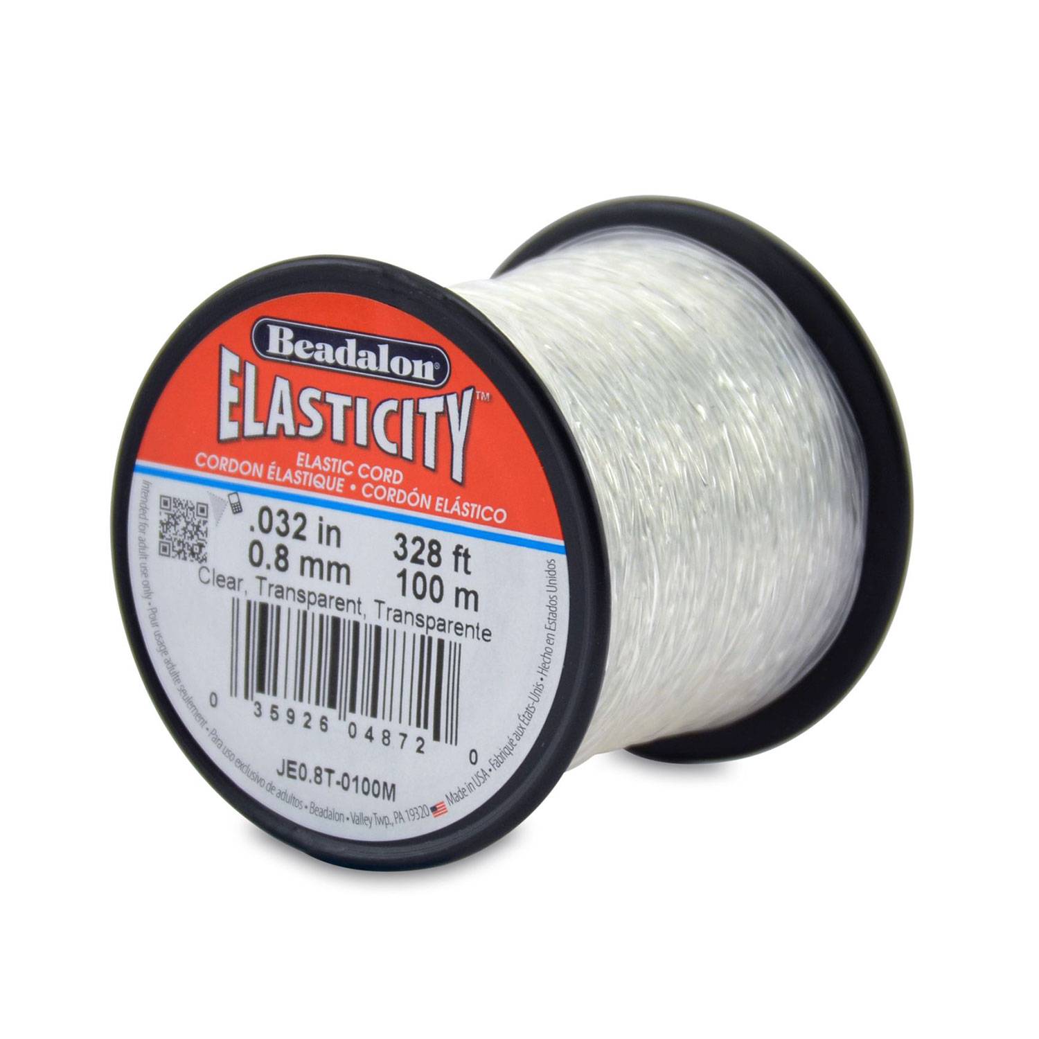 Elastischer Faden, Nylon, transparent, Durchmesser 0,80 mm, 100 m