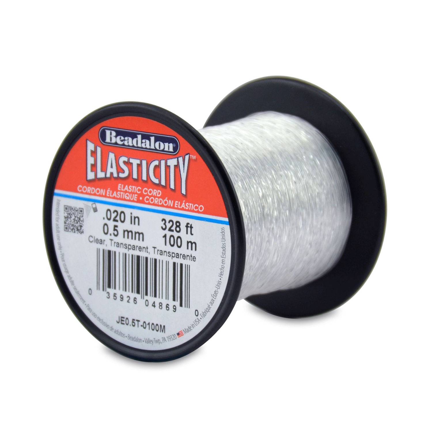 Elastischer Faden, Nylon, transparent, Durchmesser 0,50 mm, 100 m