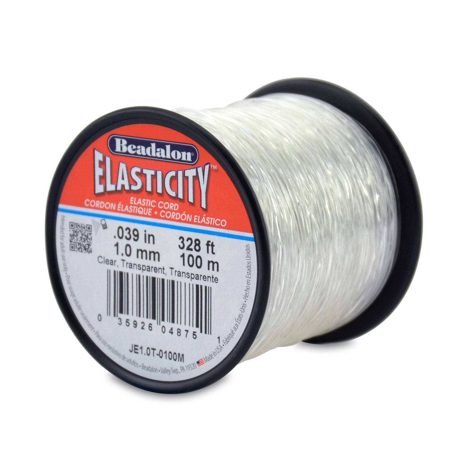 Elastischer Faden, Nylon, transparent, Durchmesser 1,00 mm, 100 m