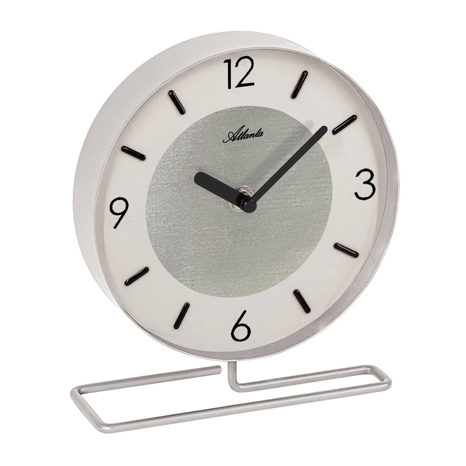 Atlanta Quarz-Tischuhr 3115-0, Weiß, Metallgehäuse, Index-Zifferblatt