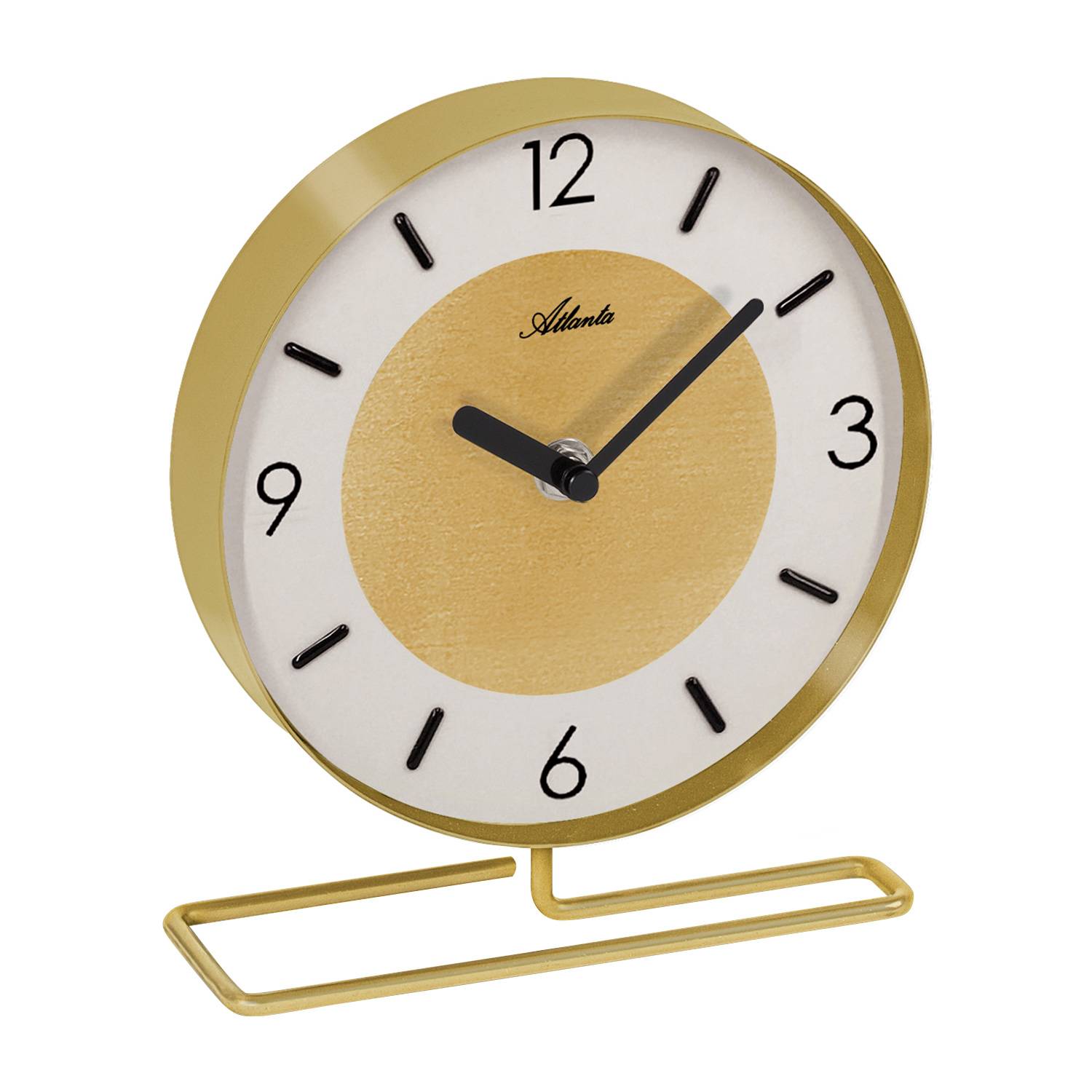 Atlanta Quarz-Tischuhr 3115-9, Gold, Metallgehäuse, Index-Zifferblatt