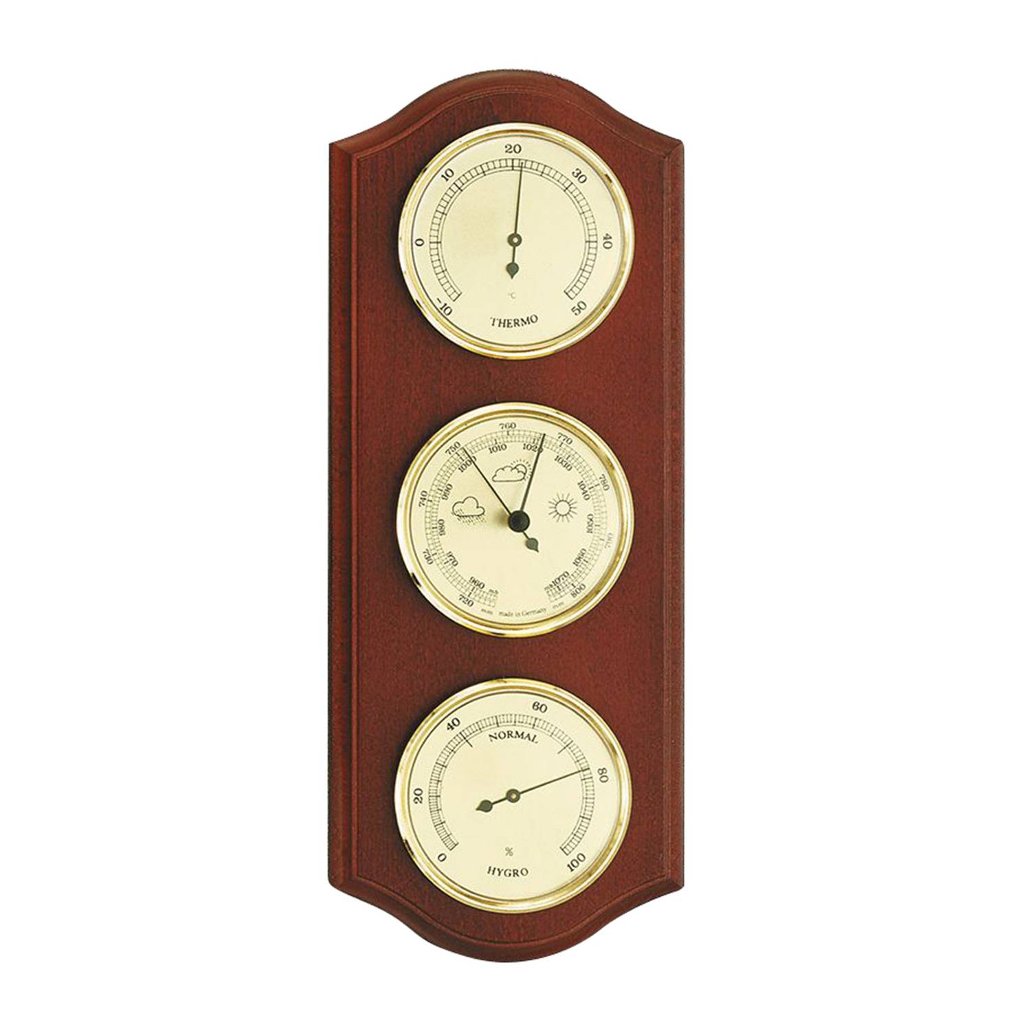 Wetterstation mit Hygrometer, Barometer und Thermometer, Mahagoni