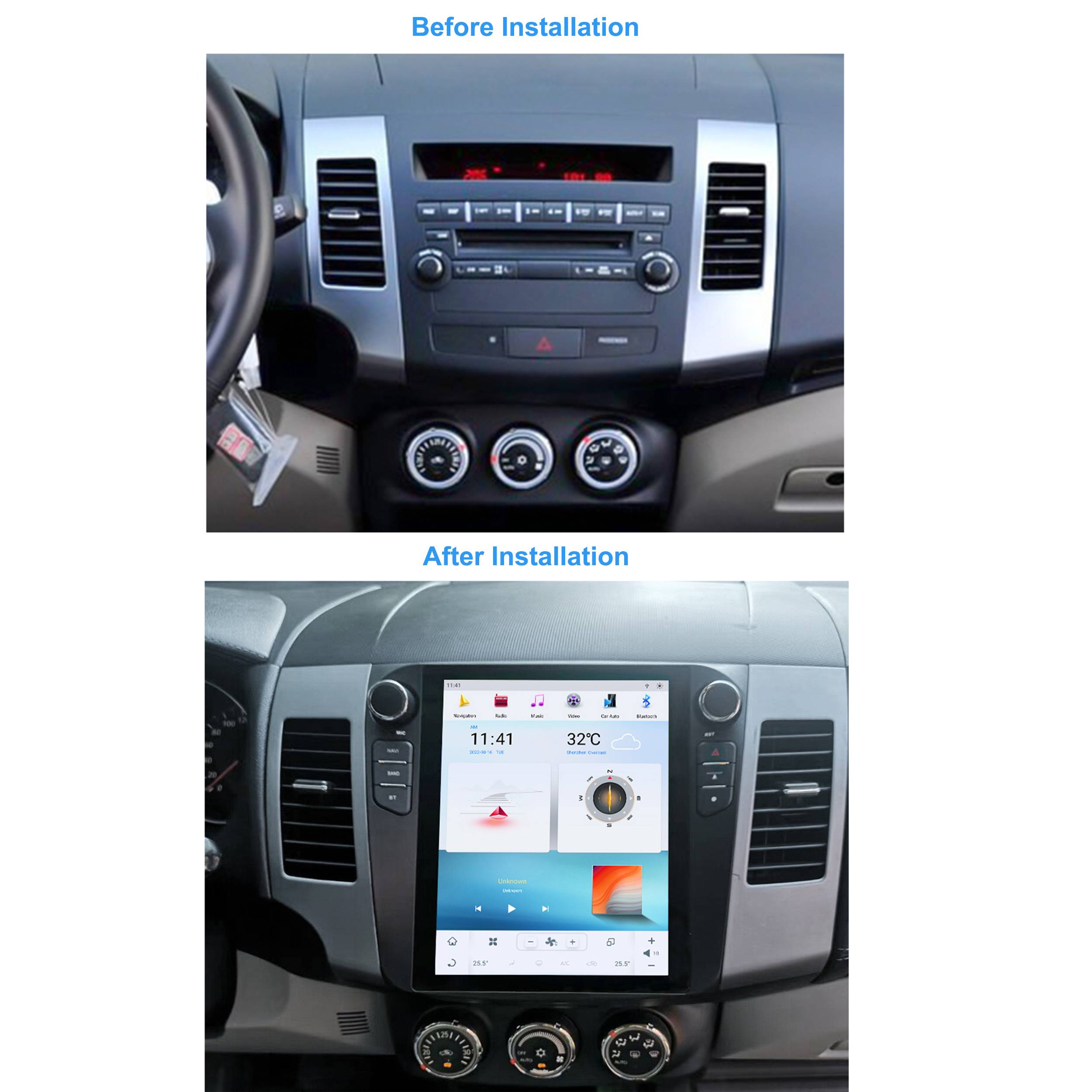 Für Mitsubishi Outlander 06-12 10"Touchscreen Android Autoradio GPS Navi CarPlay