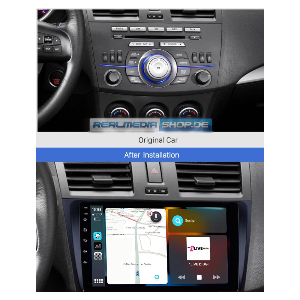 Für Mazda 3 9" Touchscreen Android Autoradio GPS Navigation CarPlay AndroidAuto
