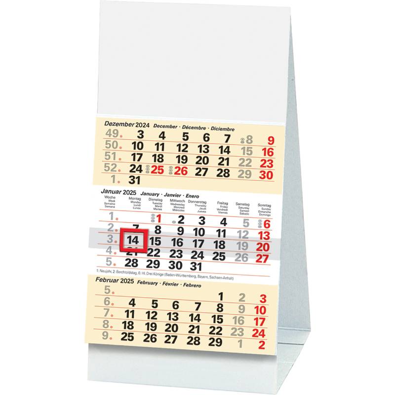 Glocken Tischkalender "3-Monats-Tischkalender", 2025