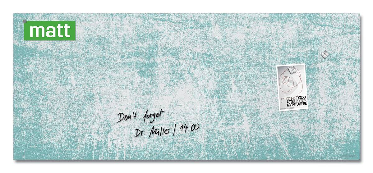 SIGEL Glas-Magnettafel Artverum - Design Turquoise Wall - 130 x 55 cm - türkis, weiß - Sicherheitsglas - TÜV-geprüft