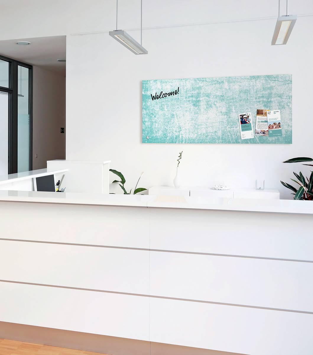 SIGEL Glas-Magnettafel Artverum - Design Turquoise Wall - 130 x 55 cm - türkis, weiß - Sicherheitsglas - TÜV-geprüft