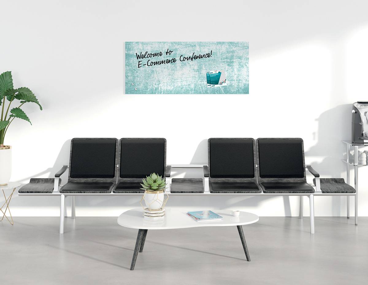 SIGEL Glas-Magnettafel Artverum - Design Turquoise Wall - 130 x 55 cm - türkis, weiß - Sicherheitsglas - TÜV-geprüft