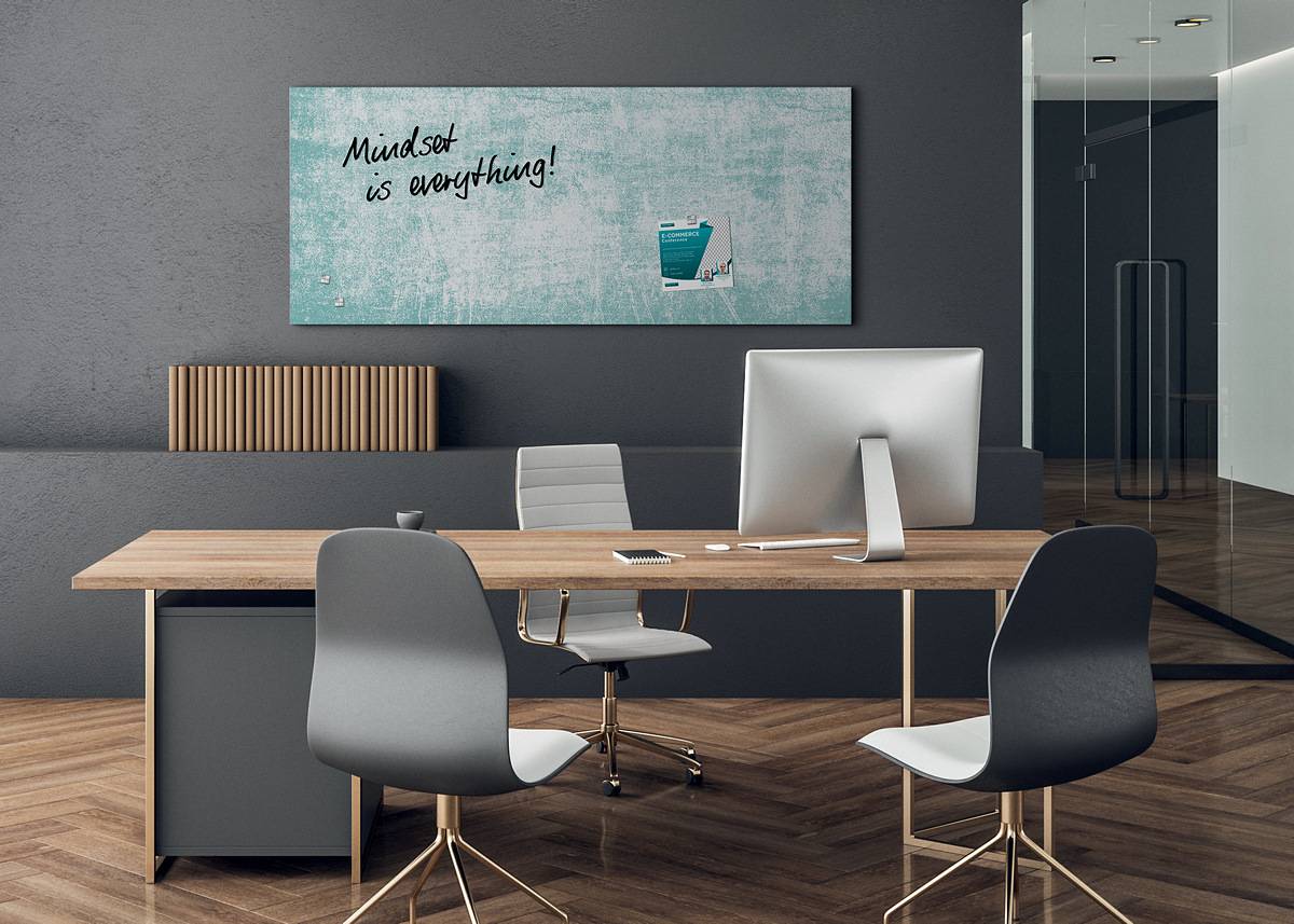 SIGEL Glas-Magnettafel Artverum - Design Turquoise Wall - 130 x 55 cm - türkis, weiß - Sicherheitsglas - TÜV-geprüft