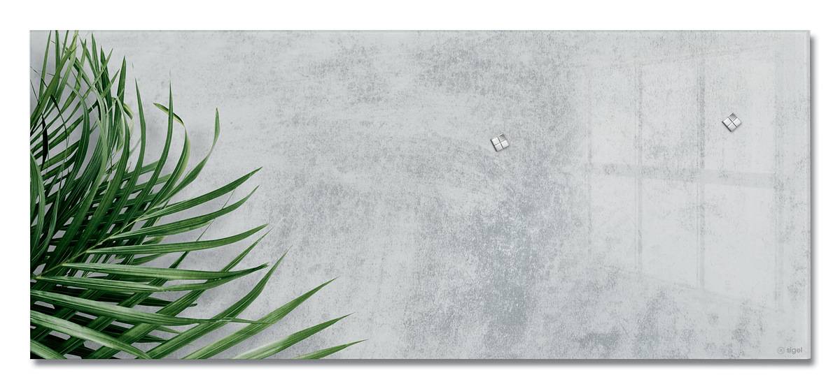 SIGEL Glas-Magnettafel Artverum - Design Botanic - 130 x 55 cm - grau, grün - Sicherheitsglas - TÜV-geprüft