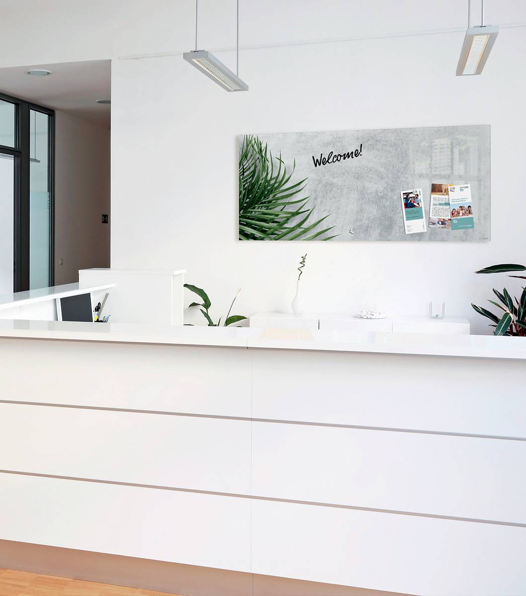 SIGEL Glas-Magnettafel Artverum - Design Botanic - 130 x 55 cm - grau, grün - Sicherheitsglas - TÜV-geprüft