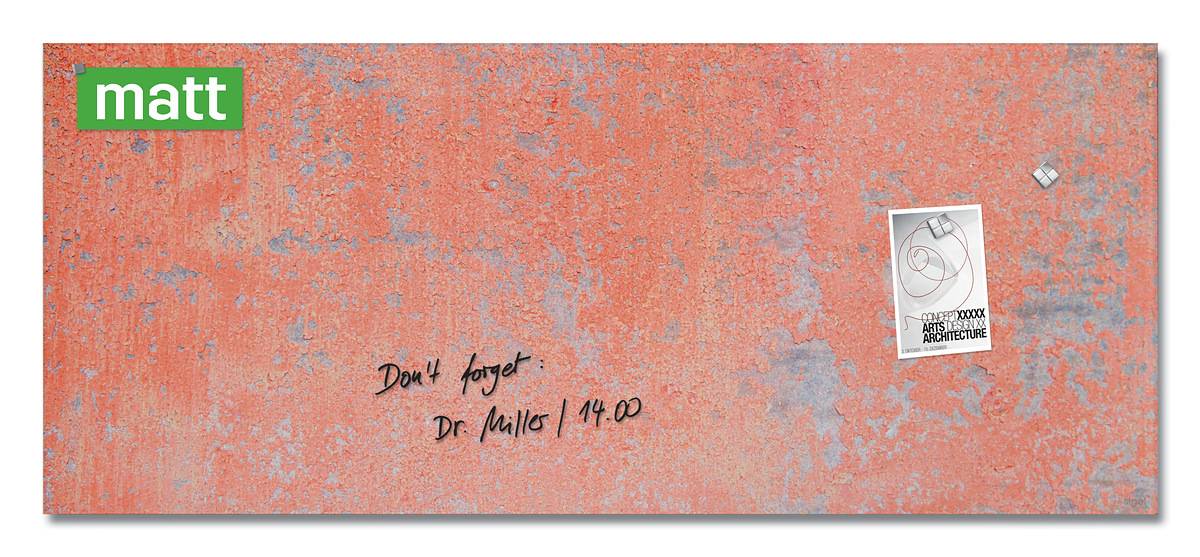 SIGEL Glas-Magnettafel Artverum - Design Red Wall - 130 x 55 cm - koralle - Sicherheitsglas - TÜV-geprüft