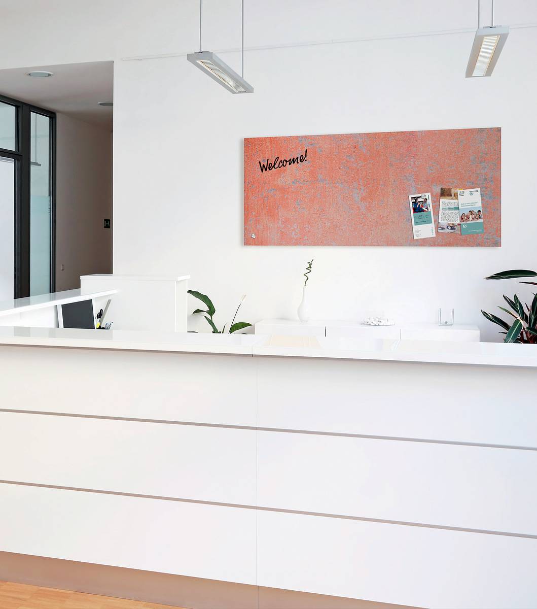 SIGEL Glas-Magnettafel Artverum - Design Red Wall - 130 x 55 cm - koralle - Sicherheitsglas - TÜV-geprüft