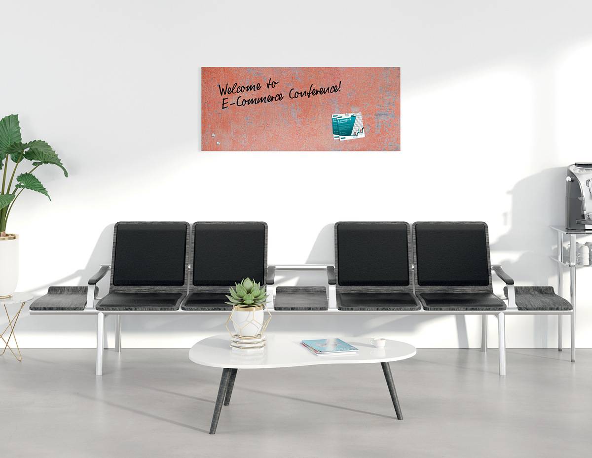 SIGEL Glas-Magnettafel Artverum - Design Red Wall - 130 x 55 cm - koralle - Sicherheitsglas - TÜV-geprüft