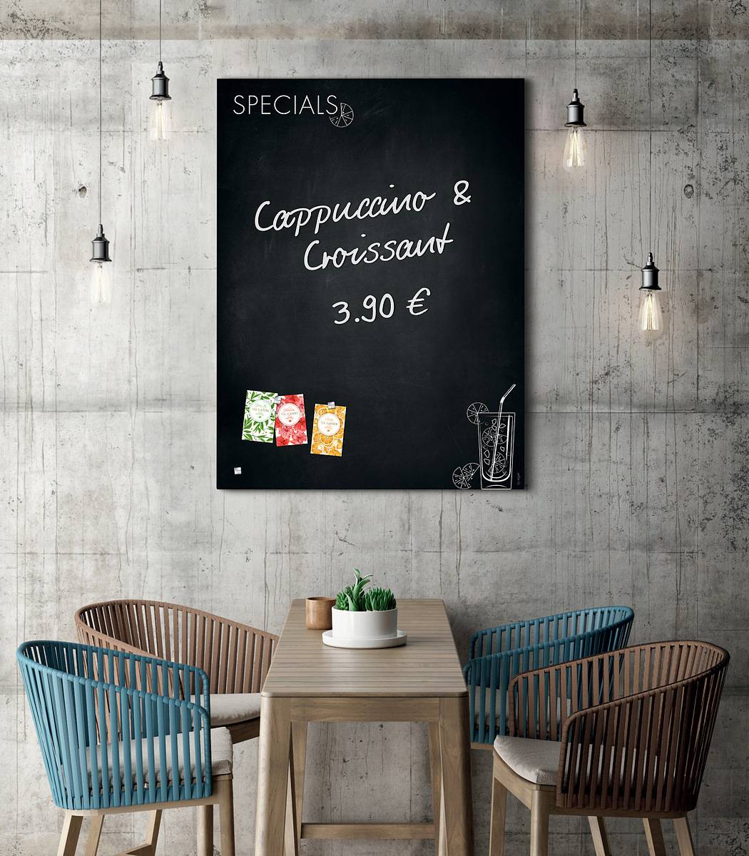SIGEL Glas-Magnettafel Artverum - Design Happy Hour - 90 x 120 cm - schwarz, weiß - Sicherheitsglas - TÜV-geprüft