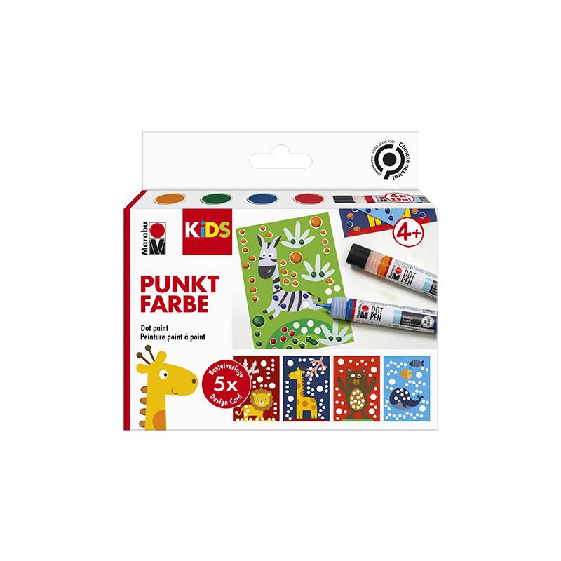 Marabu KiDS Punktfarbe Dot Pen Set "Tiere", 4 x 25 ml