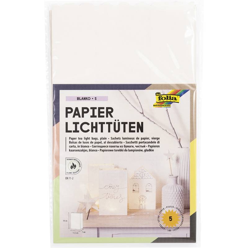 folia Lichtertüte "Blanko", klein, aus Papier, weiß