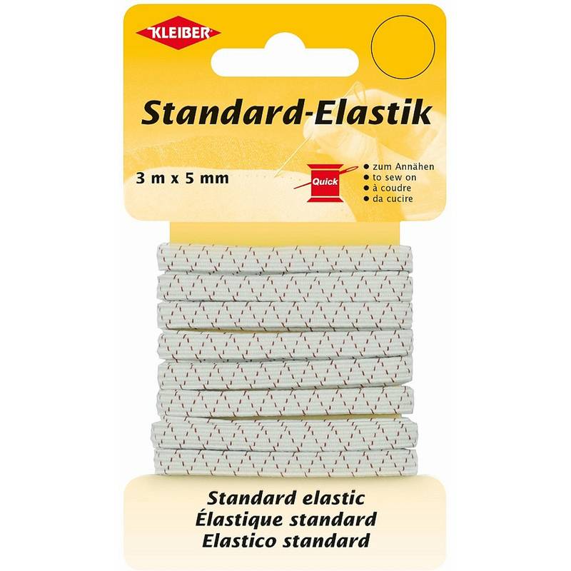 KLEIBER Elastik-Band / Gummiband, 3 m x 5 mm, weiß/rot