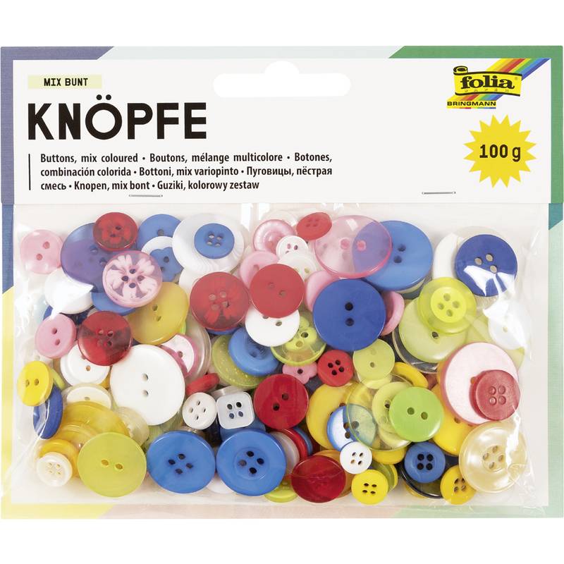 folia Knöpfe-Mix, 100 g, farbig sortiert