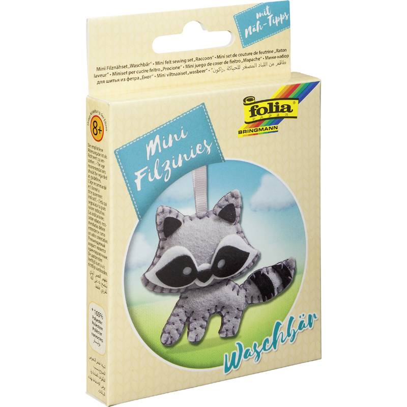 folia Mini Filz-Nähset "Filzinies", 12-teilig, Waschbär