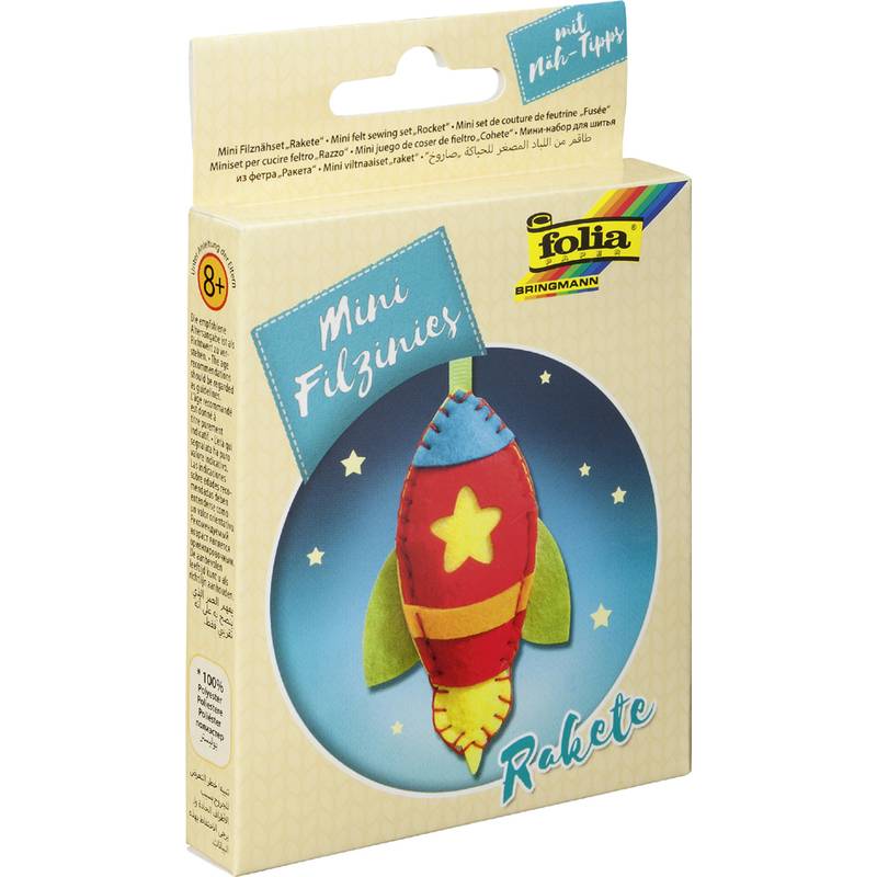 folia Mini Filz-Nähset "Filzinies", 9-teilig, Rakete