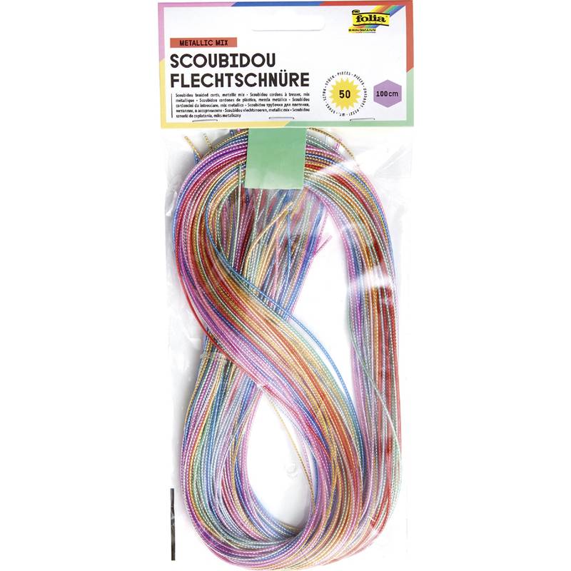 folia Scoubidou Flechtschnüre "Metallic Mix", Länge: 1 m