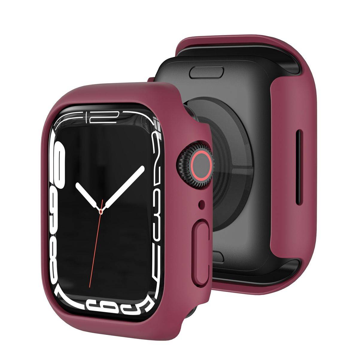 Für Apple Watch Serie 9 8 7 45mm Schock TPU Silikon Hülle Dunkel Rot