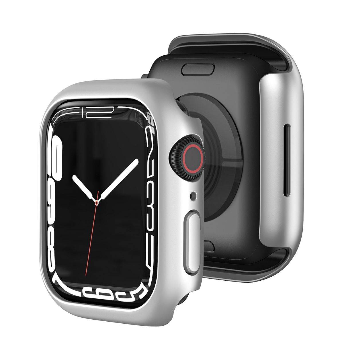 Für Apple Watch Serie 9 8 7 41mm Schock TPU Silikon Hülle Cover Silber